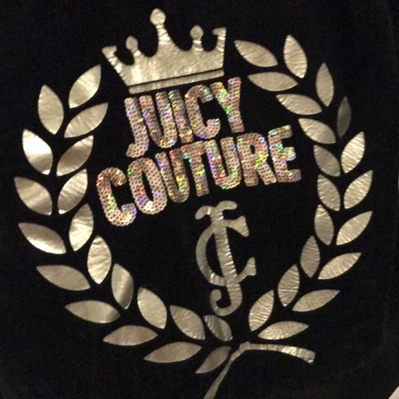 Y2K Rare Vintage Juicy Couture Black Velour Sequined Hoodie Zip Up Glamour OG - Picture 2 of 8